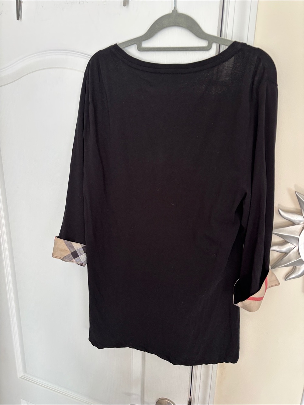 Burberry Ladies Black Nova Check 93% Cotton/Spandex Light Top-XL - Picture 7 of 14
